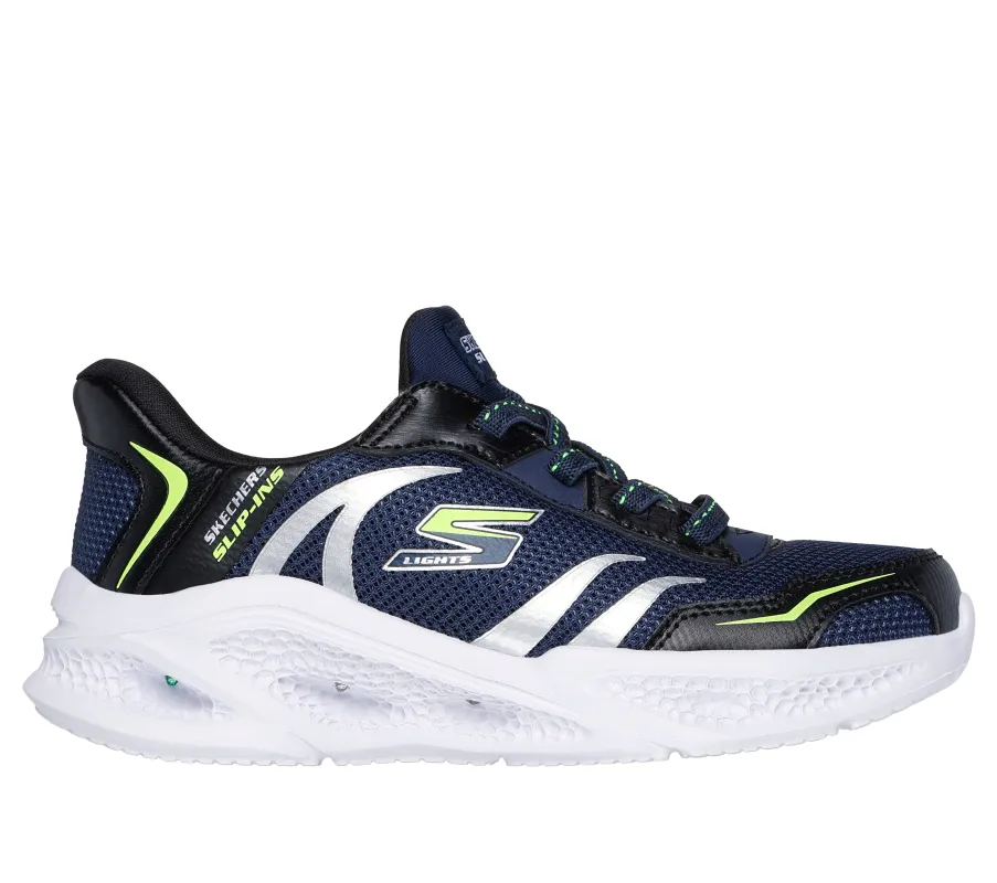 Skechers METEOR-LIGHTS-BRISK-BEAMS Boys Trainers Navy/Black sold by Shuperb