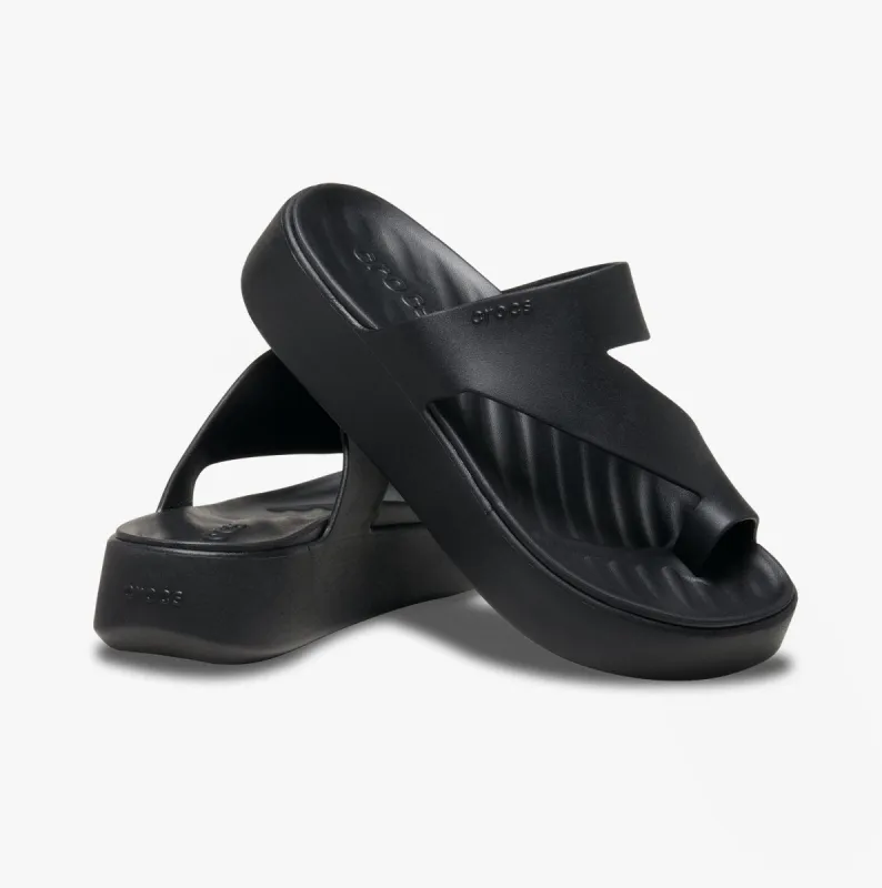 Crocs 210834-001 GETAWAY PLATFORM TOE LOOP Womens Sandals Black sold by Shuperb