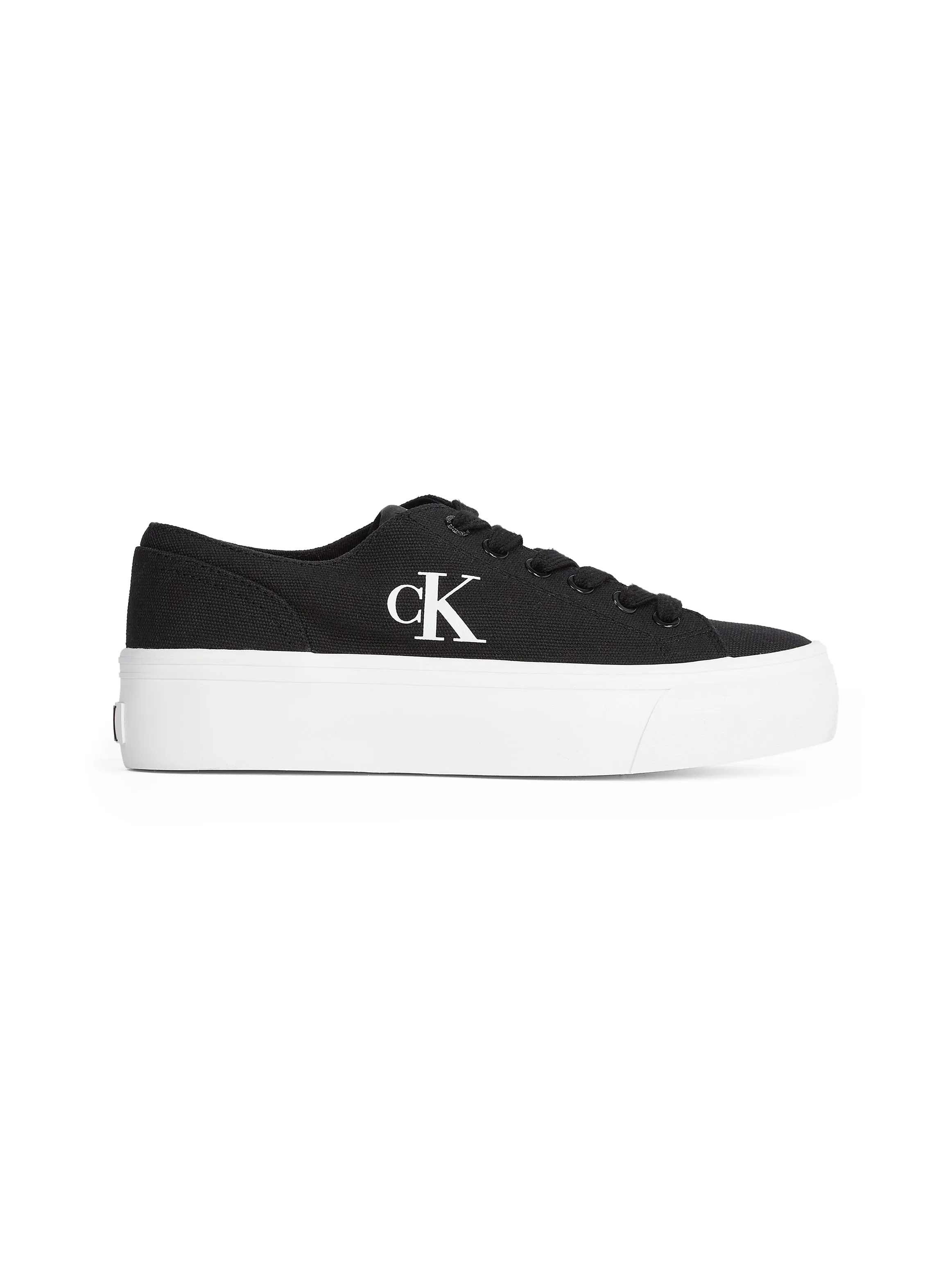 Calvin Klein VULC FLATFORM LOW Womens Trainers Black/Bright White sold by Shuperb