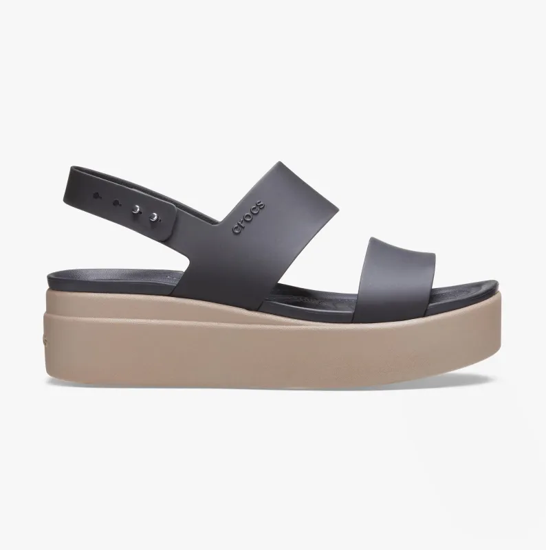 Crocs 206453-07H BROOKLYN LOW WEDGE Womens Sandals Black/Mushroom sold by Shuperb