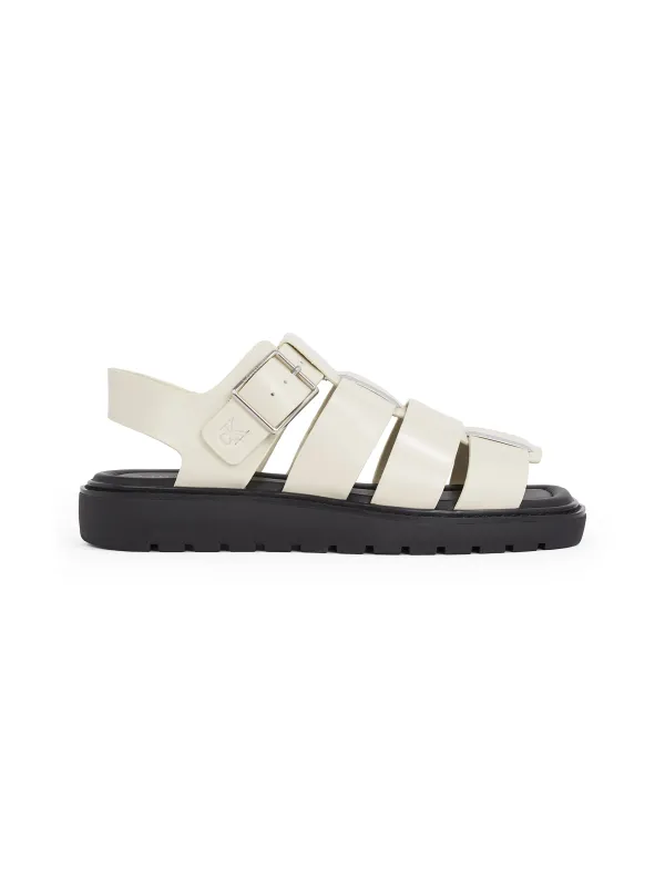 Calvin Klein LEATHER FISHERMAN Womens Sandals Turtle Dove/Black sold by Shuperb
