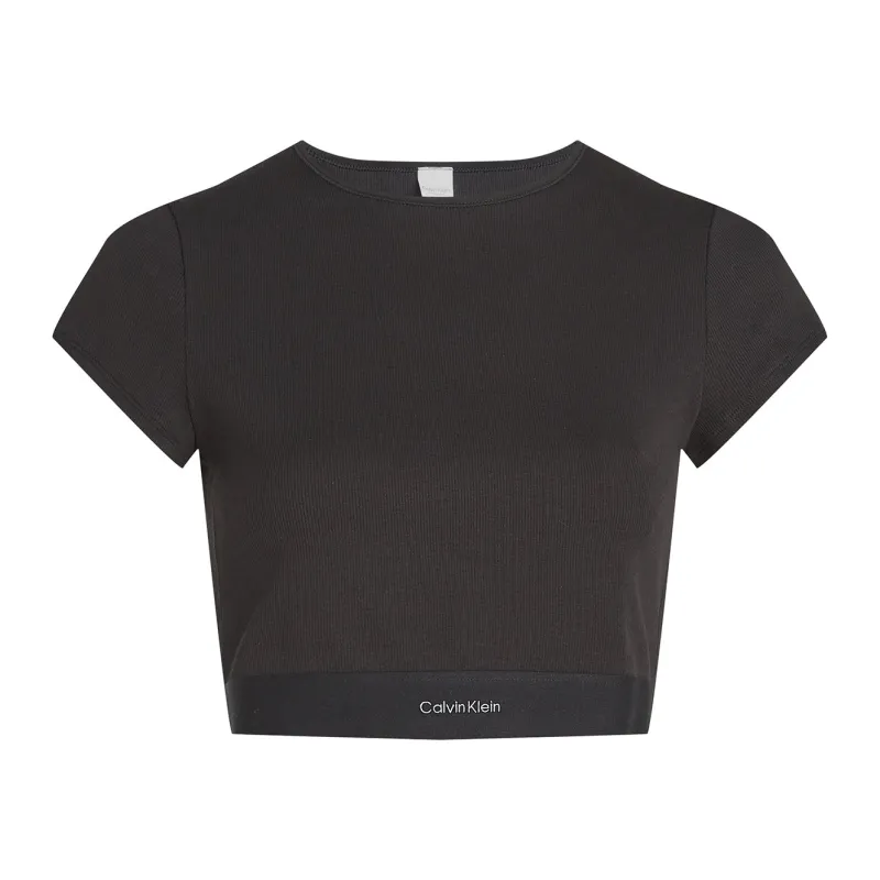 Calvin Klein COTTON STRETCH RIB Womens Crop Top Black sold by Shuperb