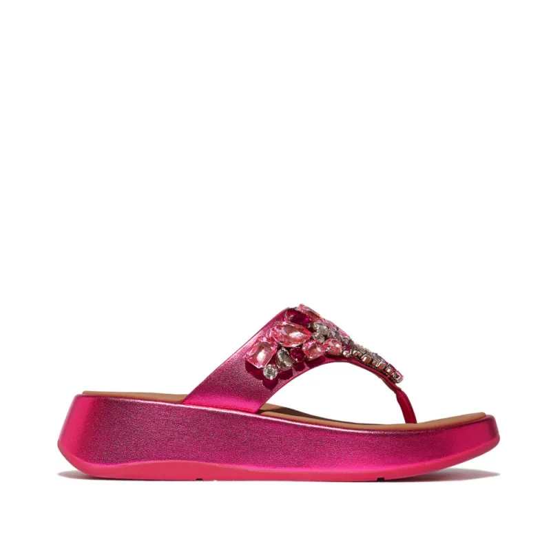 F-MODE JEWEL-DELUXE Womens Toe Post Sandals Metallic Wild Raspberry sold by Shuperb