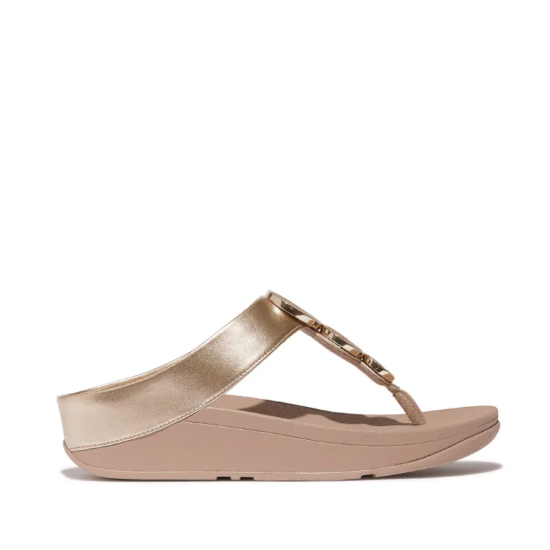 FitFlop HALO BEAD-CIRCLE Womens Toe Post Sandals Metallic Latte Beige sold by Shuperb