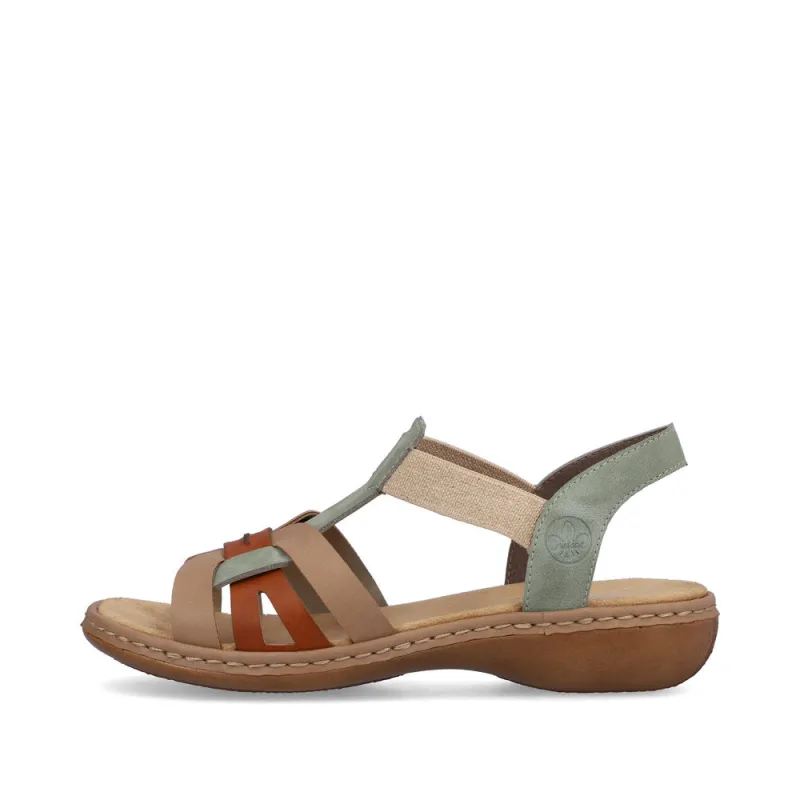 Rieker 65918-52 Womens Sandals Green Combination sold by Shuperb