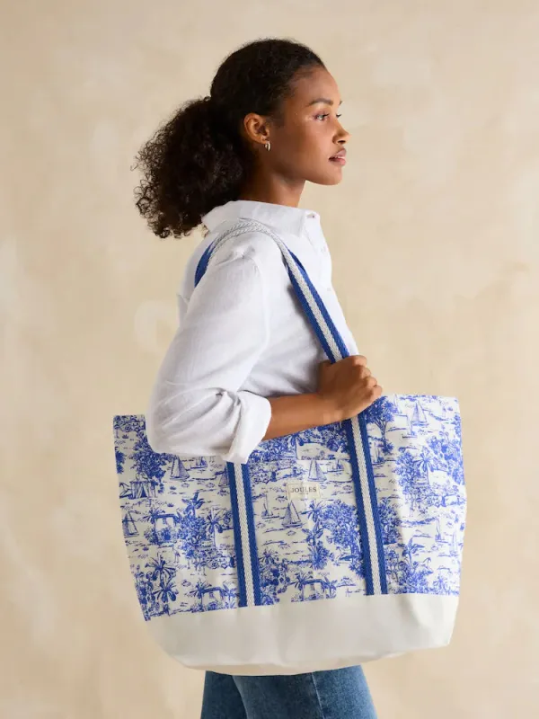 Joules PROMENADE Womens Tote Bag Blue Toile sold by Shuperb
