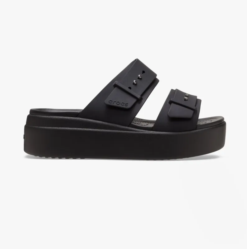 Crocs 207431-001 BROOKLYN BUCKLE LOW WEDGE Womens Sandals Black sold by Shuperb