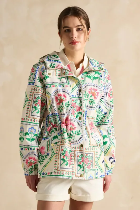 Joules Holt Womens Tile Print Waterproof Packable Raincoat with Hood sold by Shuperb