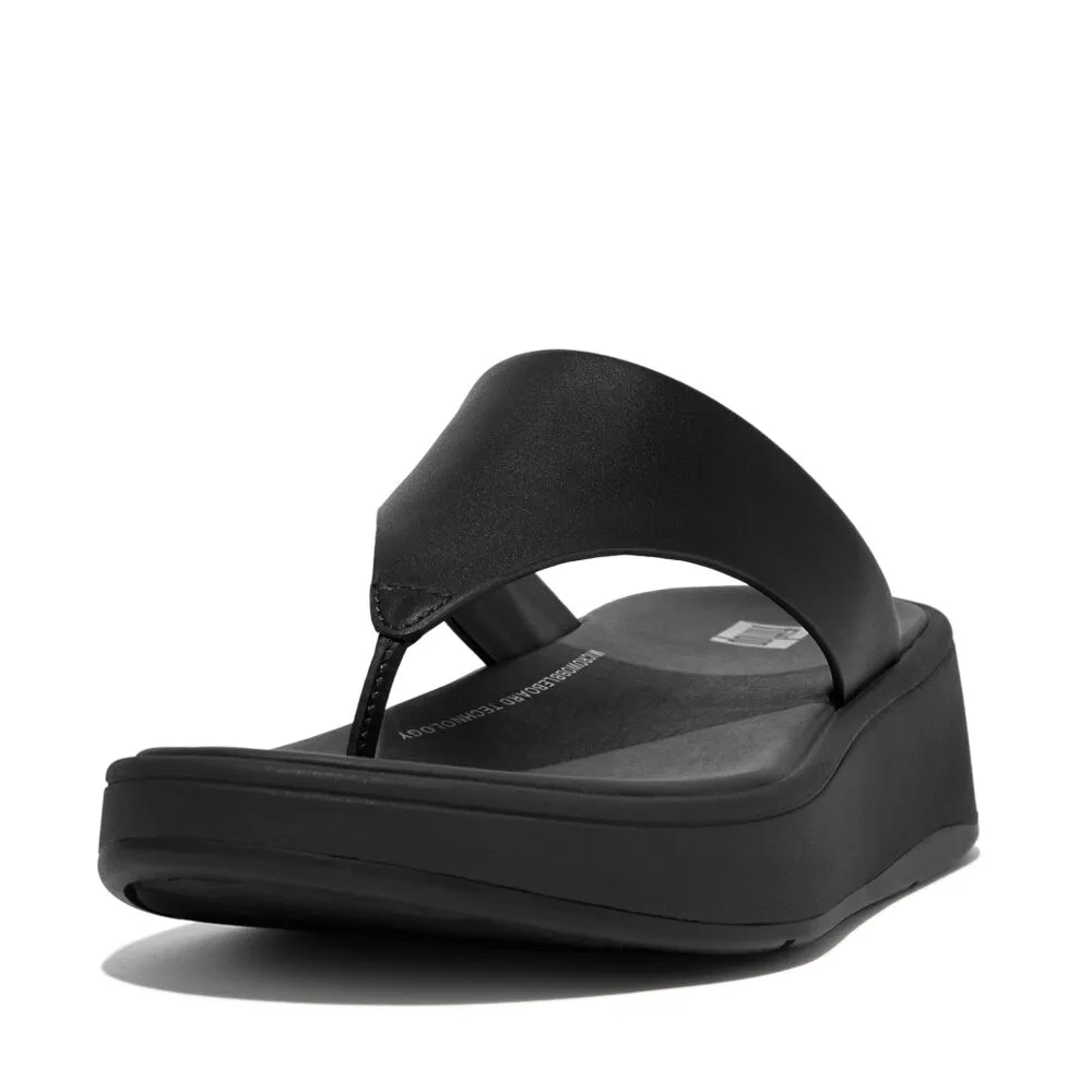 FitFlop F-MODE LEATHER FLATFORM Womens Toe Post Sandals All Black sold by Shuperb product image thumbnail 4