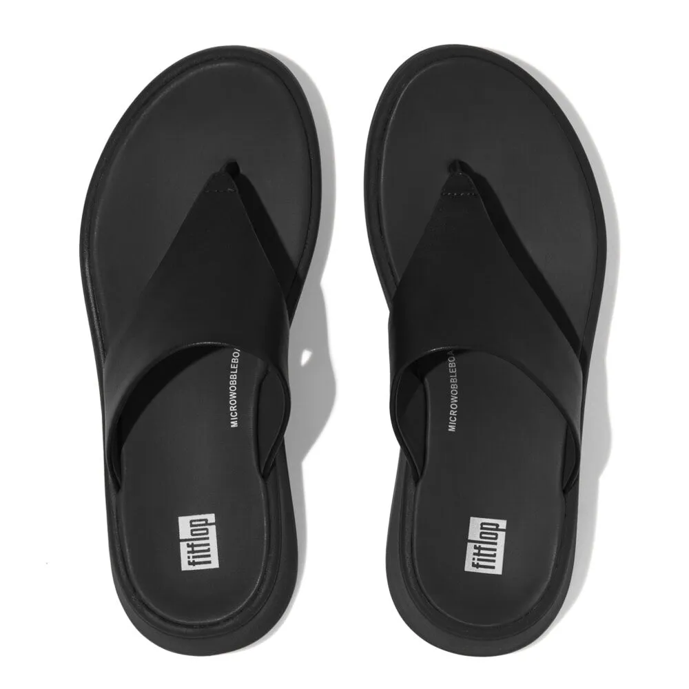 FitFlop F-MODE LEATHER FLATFORM Womens Toe Post Sandals All Black sold by Shuperb product image thumbnail 2