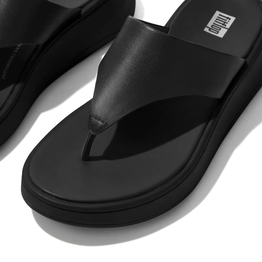 FitFlop F-MODE LEATHER FLATFORM Womens Toe Post Sandals All Black sold by Shuperb product image thumbnail 3