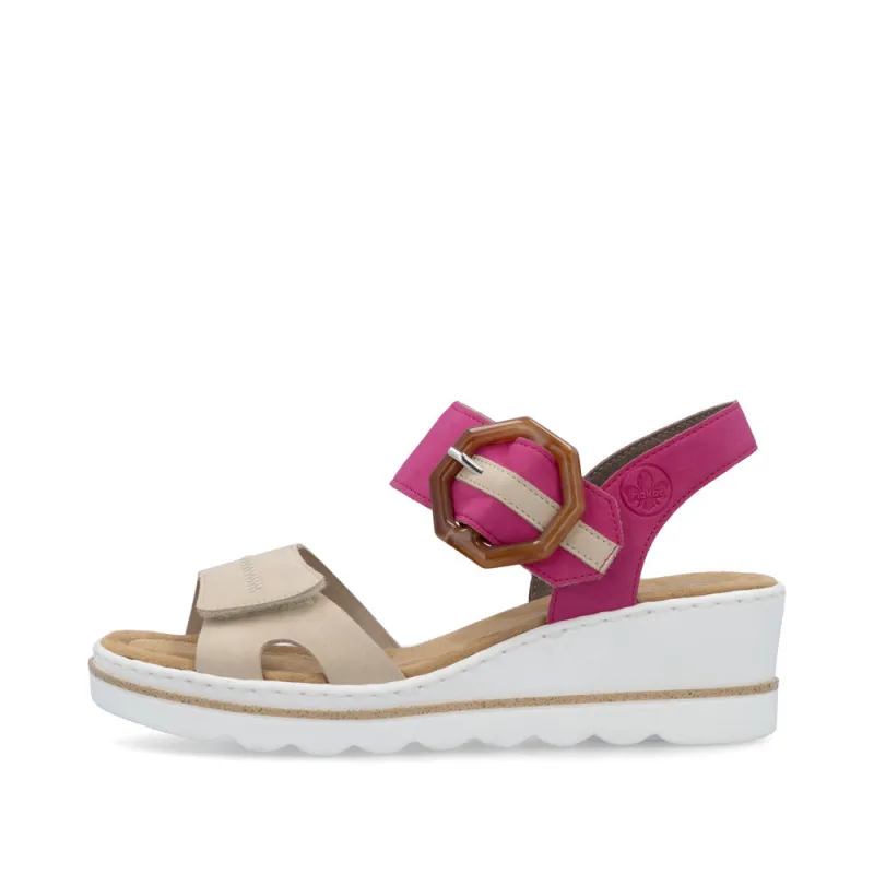 Rieker 67476-31 Womens Sandals Beige Combination sold by Shuperb