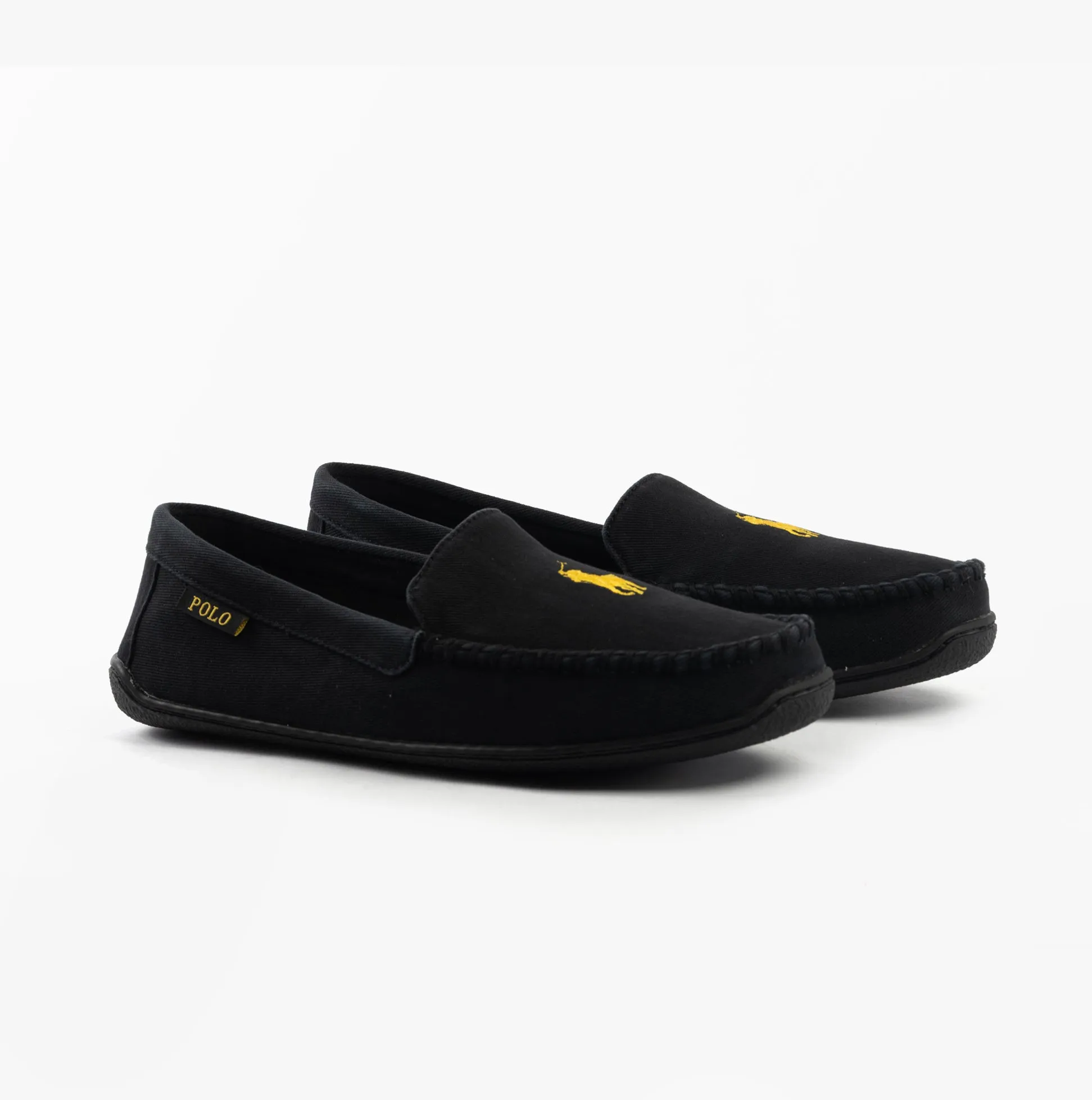 Polo Ralph Lauren BRENAN Mens Slippers Black Washed Twill/Gold sold by Shuperb product image thumbnail 2