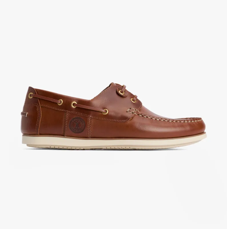 Barbour WAKE Mens Boat Shoes Cognac sold by Shuperb