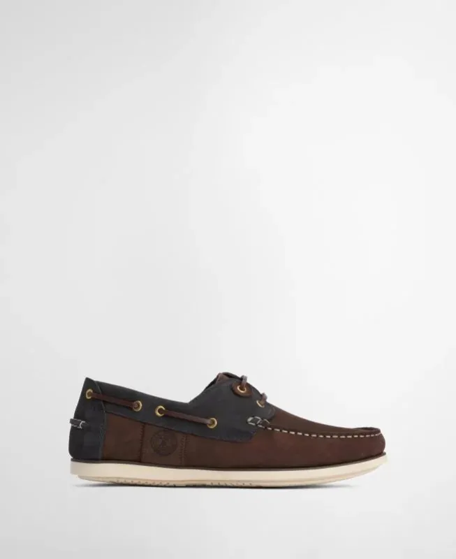 Barbour WAKE Mens Boat Shoes Brown/Navy sold by Shuperb