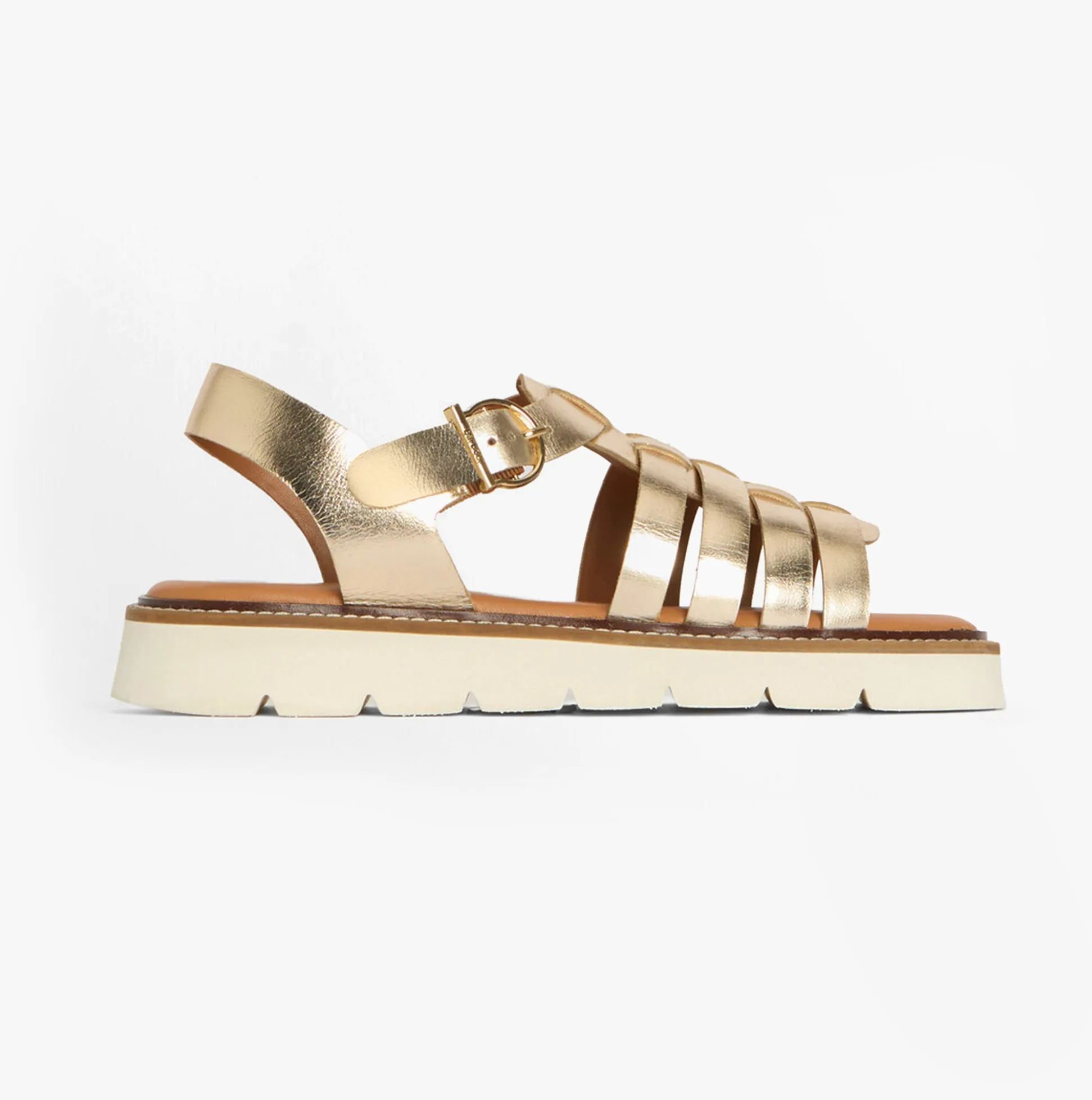 Barbour OTTERBURN Womens Fisherman Sandals Gold sold by Shuperb