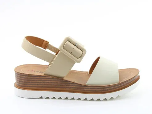 Heavenly Feet PISTACHIO Womens Sandals Beige/Gold sold by Shuperb