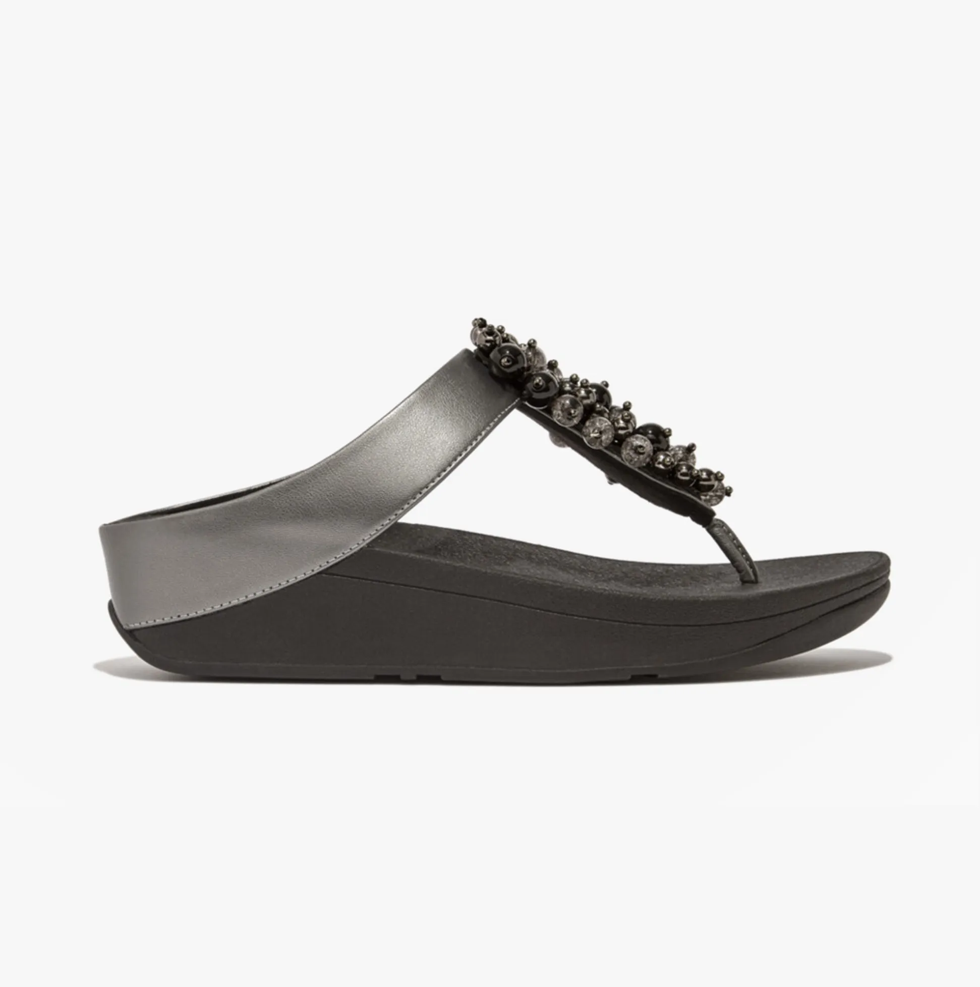 FitFlop FINO BAUBLE-BEAD Womens Toe Post Pewter Black sold by Shuperb