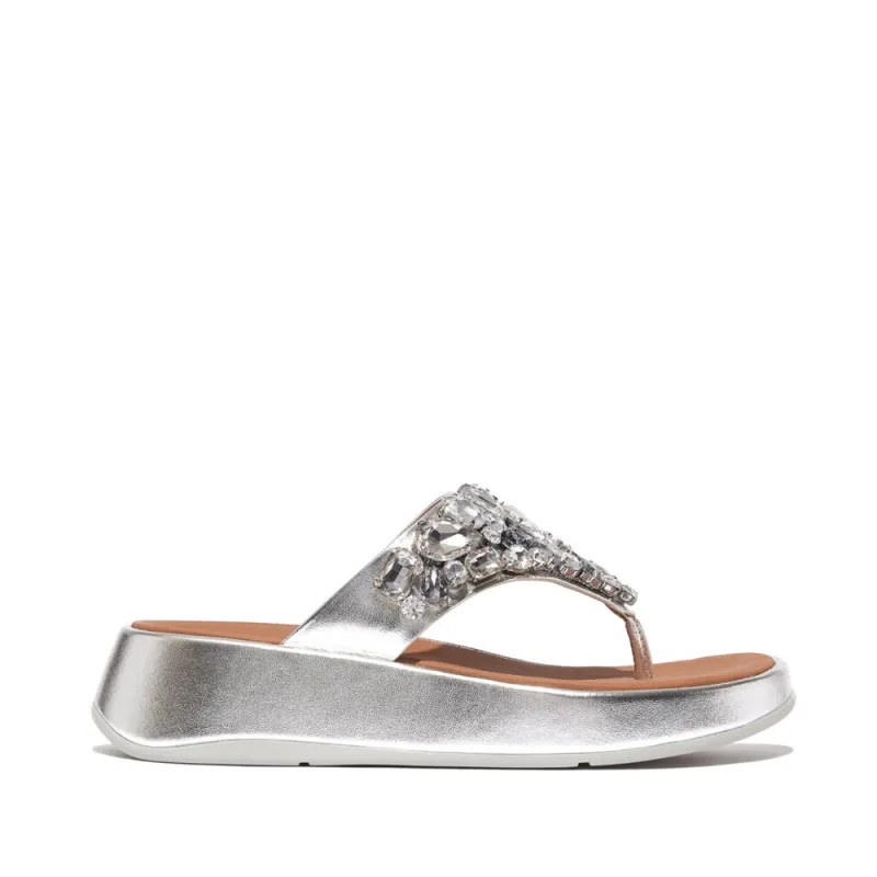 F-MODE JEWEL-DELUXE Womens Toe Post Sandals Silver sold by Shuperb