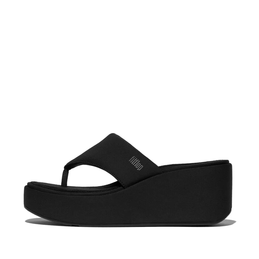 FitFlop PLATFFORMS WEDGE Womens Toe Post Sandals All Black sold by Shuperb