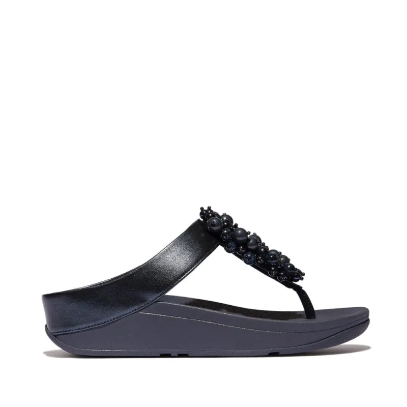 FitFlop FINO BAUBLE-BEAD Womens Toe Post Sandals Midnight Navy sold by Shuperb