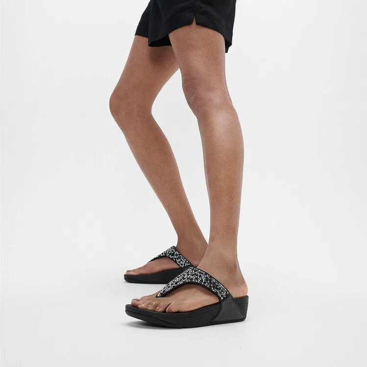 FitFlop LULU CRYSTAL-MIX Womens Toe Post Sandals All Black sold by Shuperb product image thumbnail 2