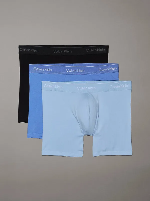 Calvin Klein ICON COTTON STRETCH 3 Pack Mens Boxer Briefs Black/Glacier/Blue sold by Shuperb