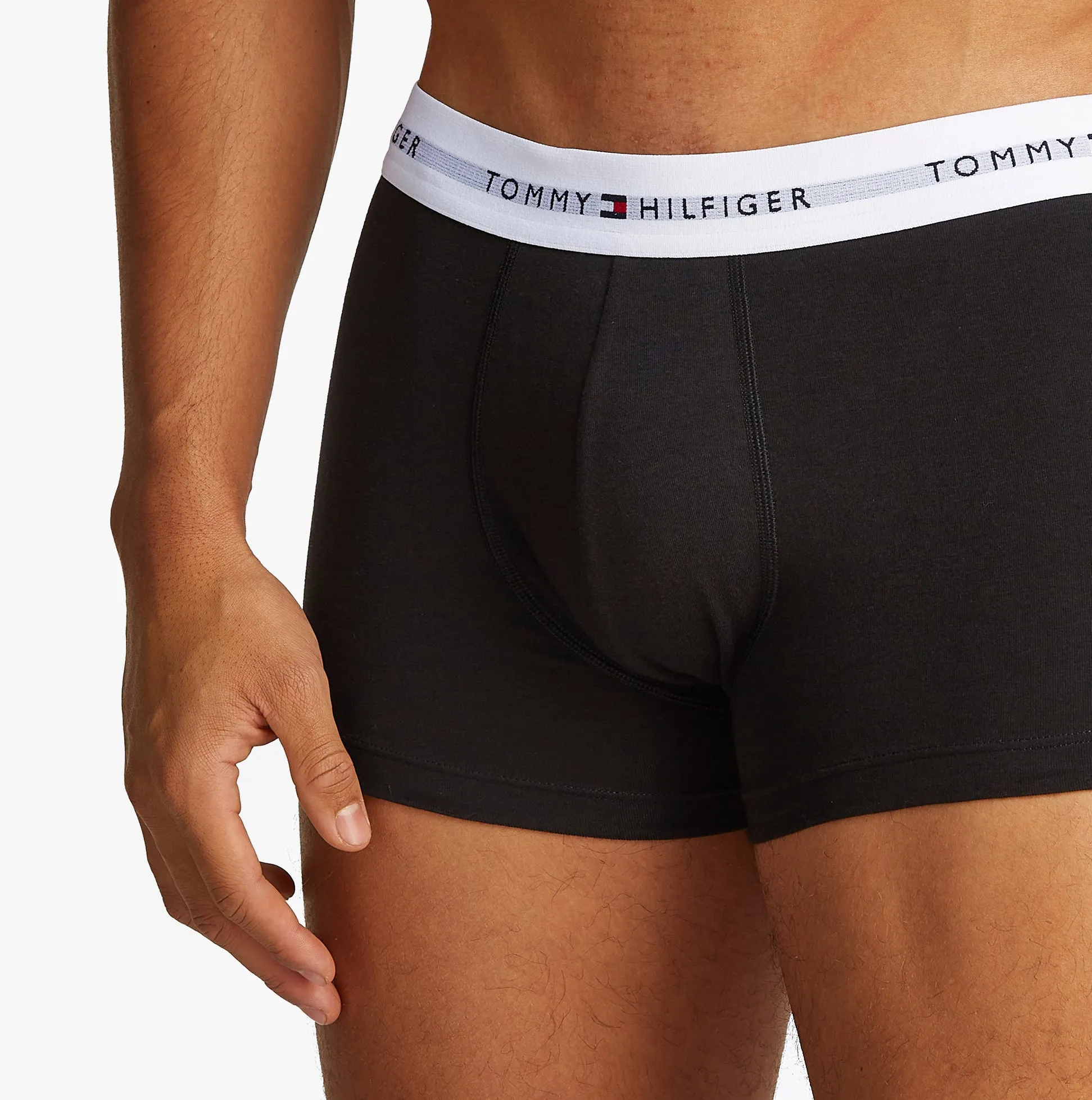 Tommy Hilfiger 3 Pack Mens Colour-Blocked Logo Trunks Black sold by Shuperb product image thumbnail 5