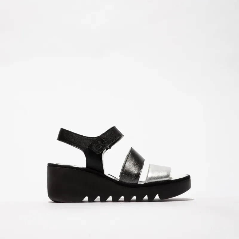 Fly London BEXY575FLY Womens Sandals Silver/Graphite/Black sold by Shuperb