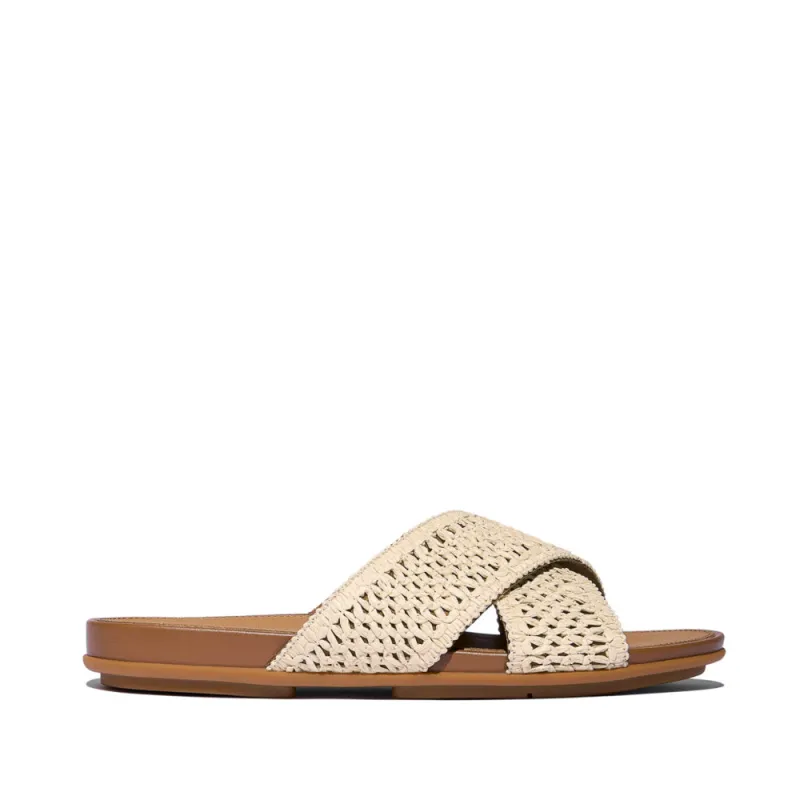 FitFlop GRACIE WOVEN Womens Slides Deep Tan/Ivory sold by Shuperb