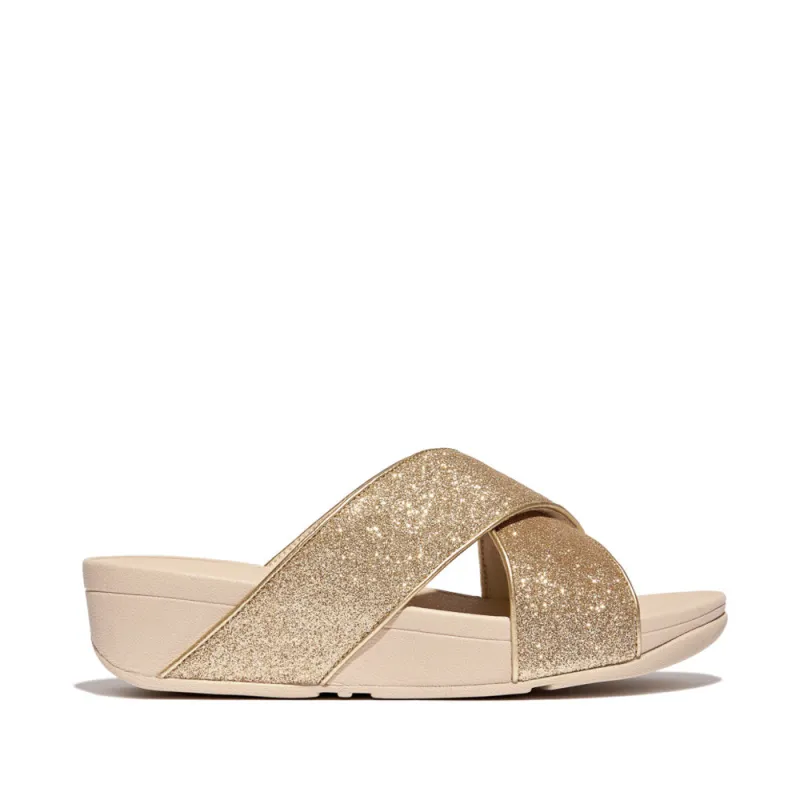 FitFlop LULU GLITTERDUST Womens Slides Platino sold by Shuperb