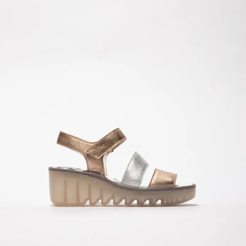 Fly London BEXY575FLY Womens Sandals Sahara/Silver sold by Shuperb