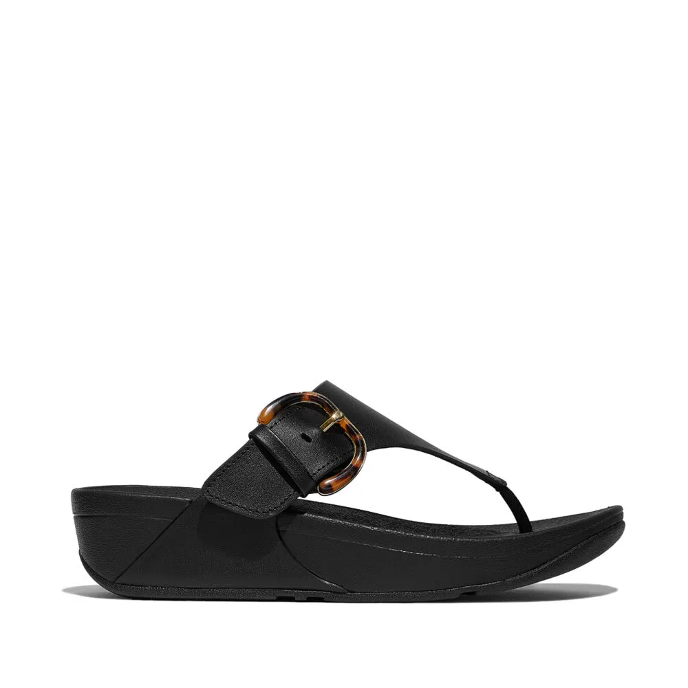 FitFlop LULU RESIN-BUCKLE Womens Toe Post Sandals All Black sold by Shuperb
