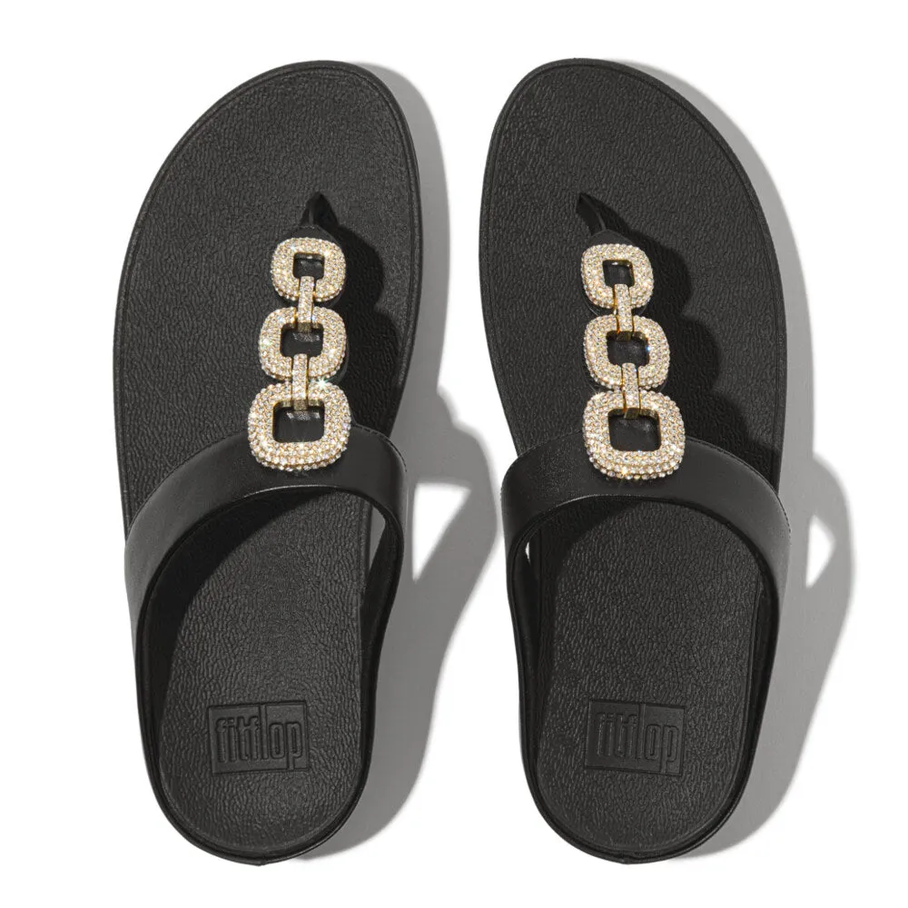 FitFlop FINO CRYSTAL-CHAIN Womens Toe Post Sandals Black sold by Shuperb product image thumbnail 2