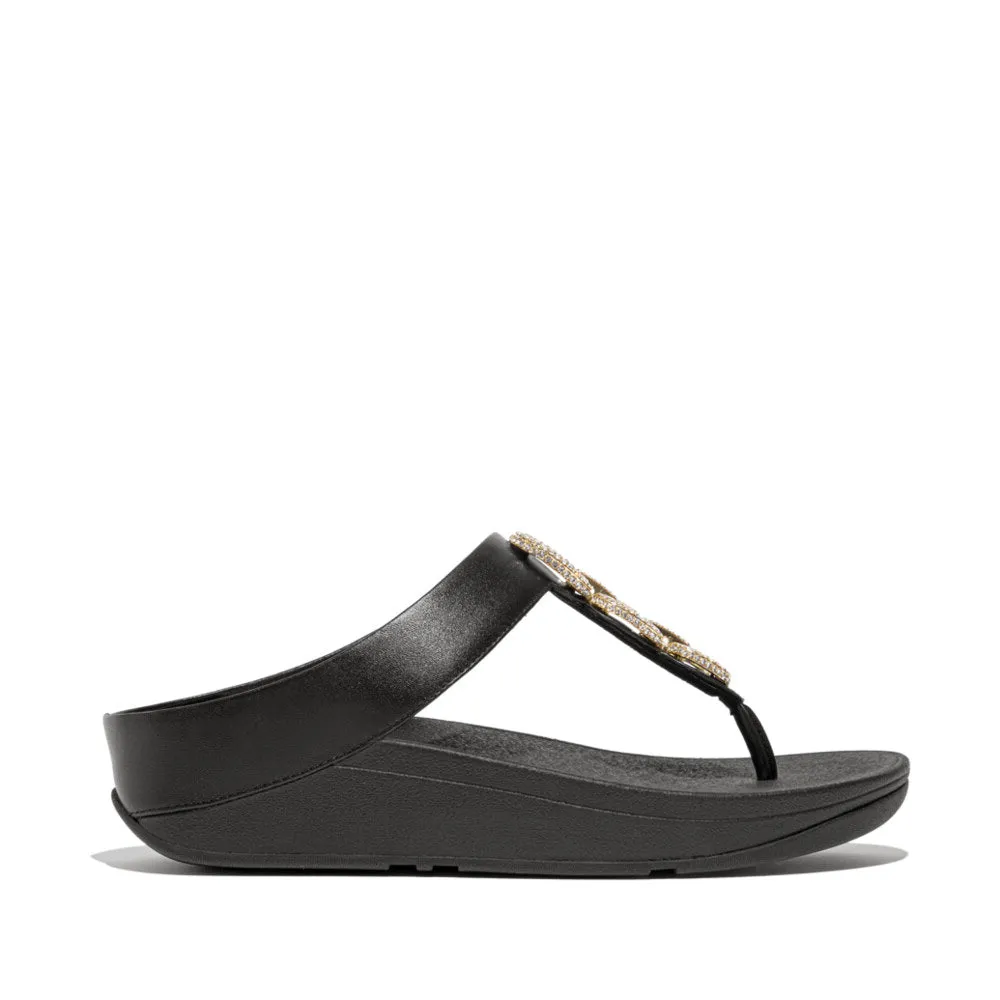 FitFlop FINO CRYSTAL-CHAIN Womens Toe Post Sandals Black sold by Shuperb