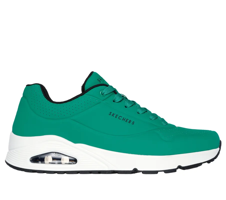 Skechers UNO - STAND ON AIR Mens Trainers Green White sold by Shuperb