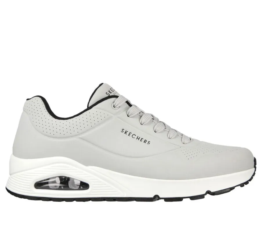 Skechers UNO - STAND ON AIR Mens Trainers Light Grey/Black sold by Shuperb