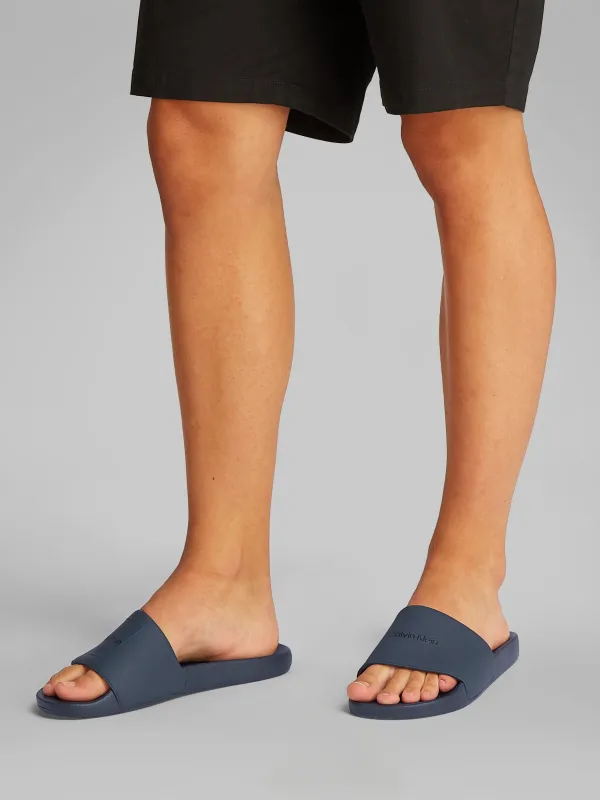Calvin Klein POOL SLIDE W/ CK SQU Mens Sliders Calvin Navy sold by Shuperb