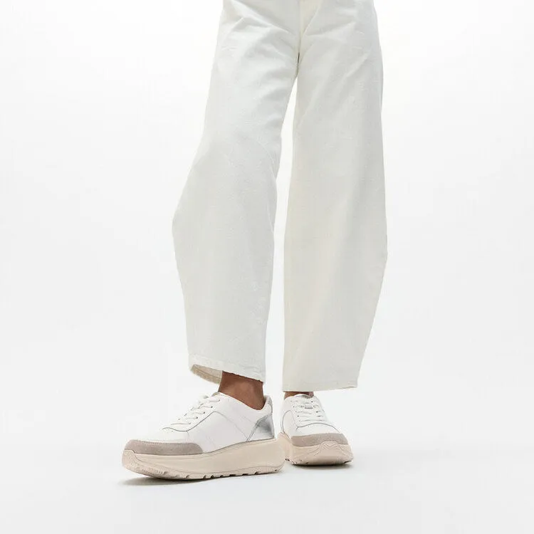 FitFlop F-MODE LEATHER Womens Trainers Urban White/Silver sold by Shuperb product image thumbnail 2