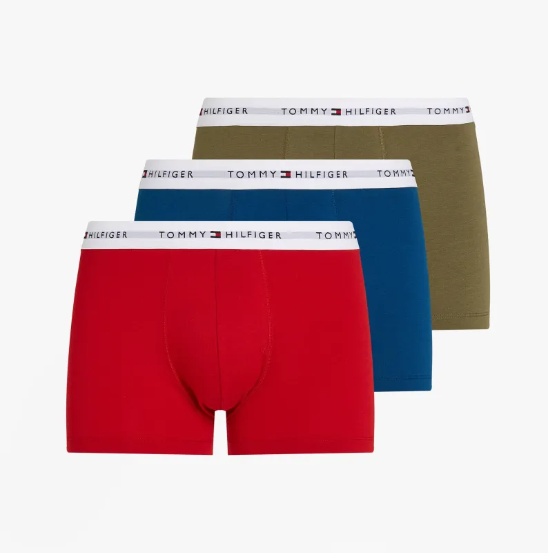 Tommy Hilfiger 3 Pack Mens Logo Waistband Trunks Multicoloured made by Tommy Hilfiger