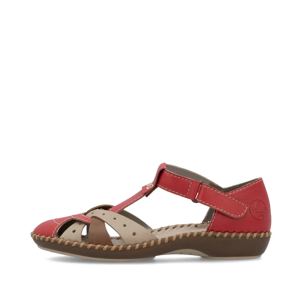 Rieker M1655-33 Womens Sandals Red Combination sold by Shuperb