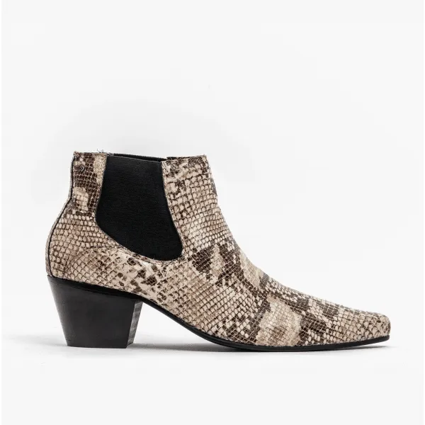 Club Cubano McCARTNEY Mens Leather Winklepicker Cuban Heel Boots Python sold by Shuperb