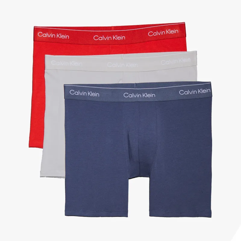 Calvin Klein ICON COTTON STRETCH Mens 3 Pack Boxer Briefs Multicoloured sold by Shuperb