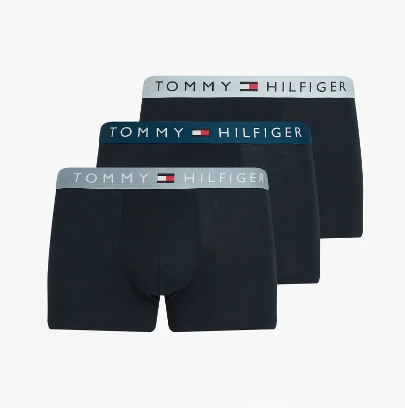 Tommy Hilfiger ORIGINAL WAISTBAND 3 Pack Mens Trunks Navy made by Tommy Hilfiger