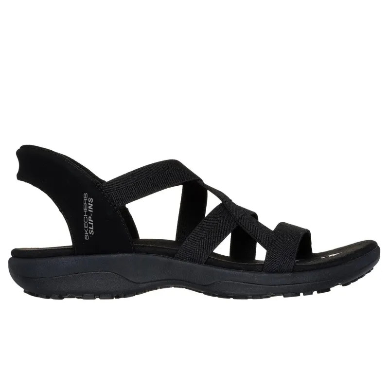 Skechers REGGAE SLIM - STRETCH FLEX Womens Sandals Black sold by Shuperb