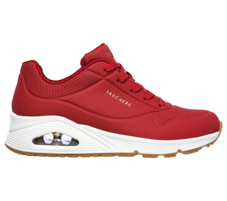 Skechers 73690/DKRD UNO - STAND ON AIR Womens Trainers Dark Red sold by Shuperb