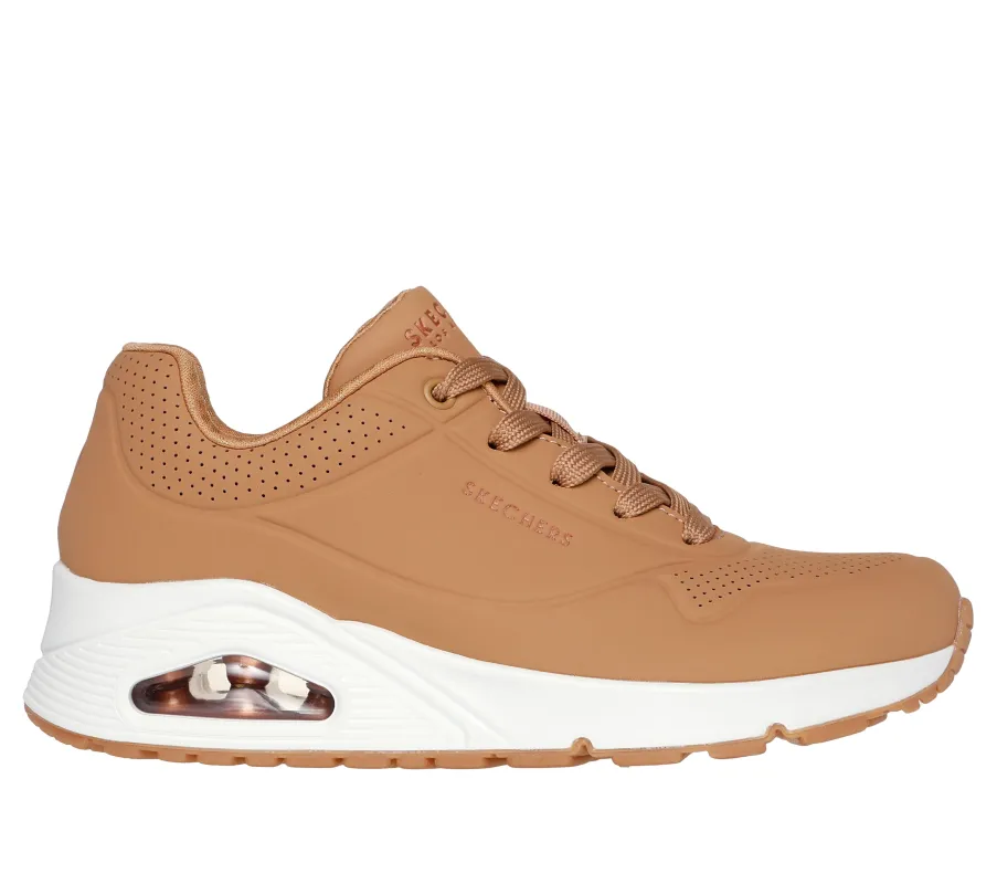 Skechers 73690/TAN UNO - STAND ON AIR Womens Trainers Tan sold by Shuperb