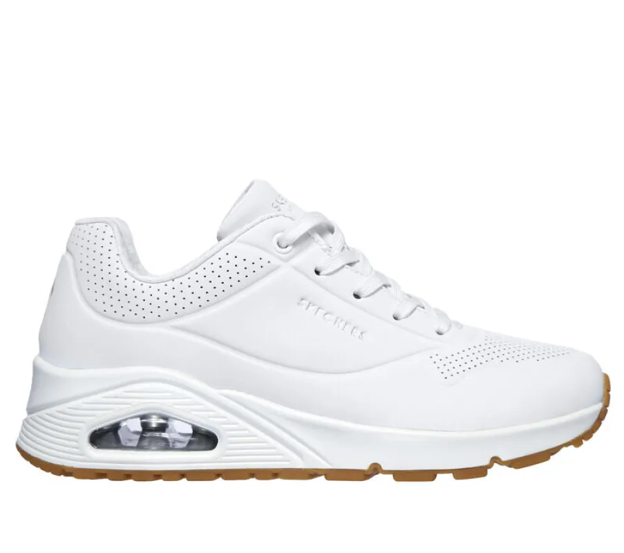 Skechers 73690/WHT UNO - STAND ON AIR Womens Trainers White sold by Shuperb