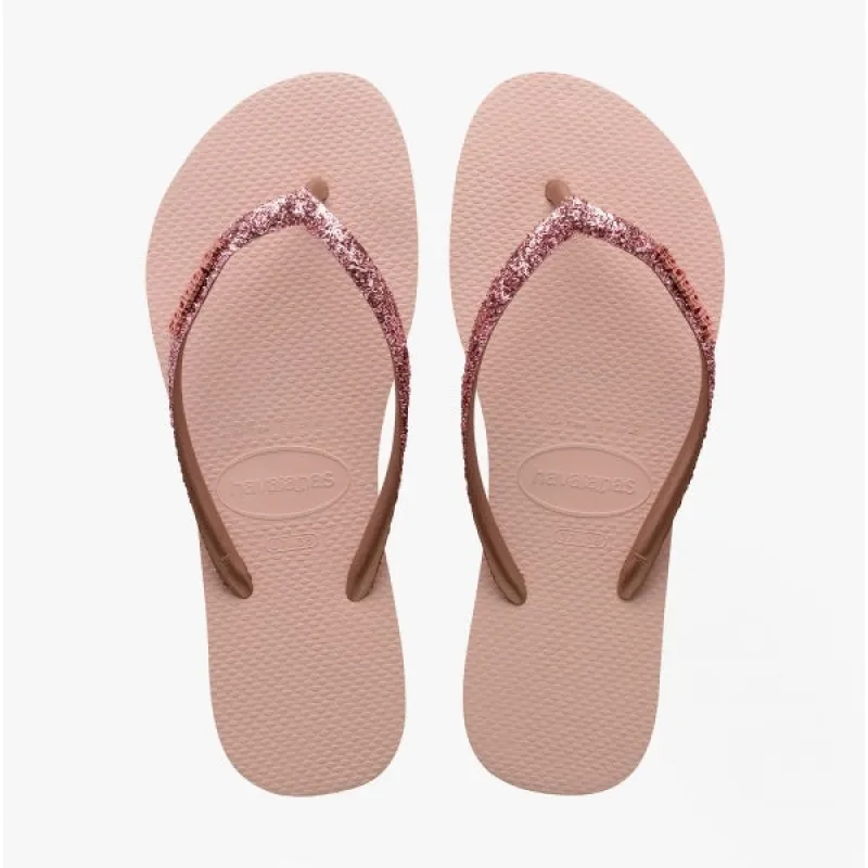 HAV SLIM GLITTER II Ladies Flip Flops Ballet Rose/Golden Blush sold by Shuperb