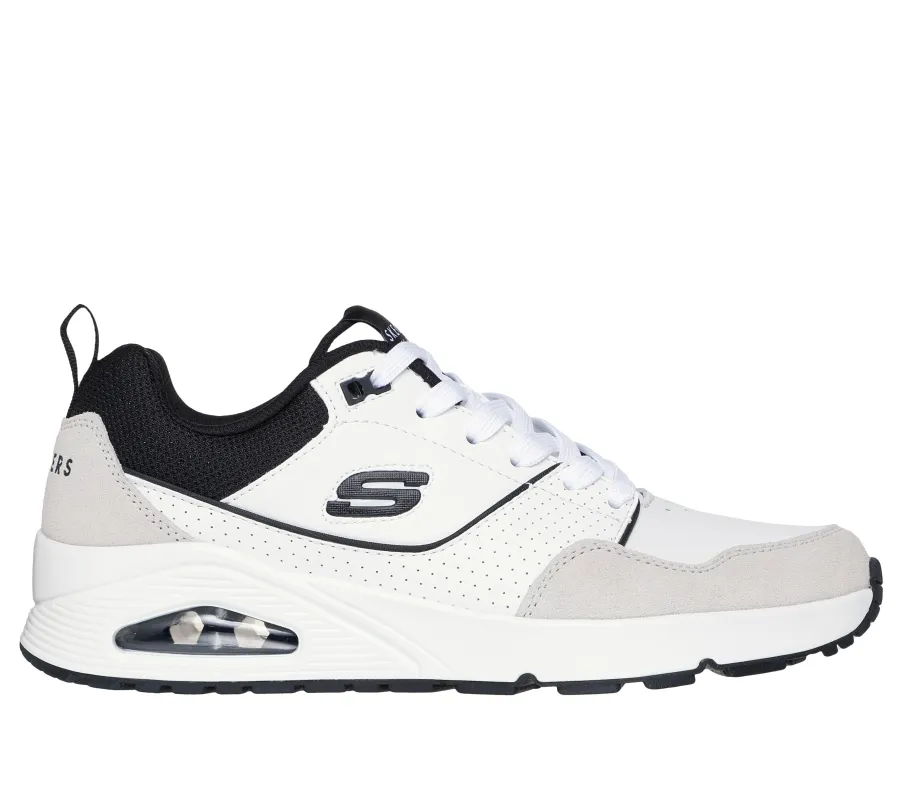 Skechers UNO - RETRO ONE Mens Trainers White Mono/Black sold by Shuperb